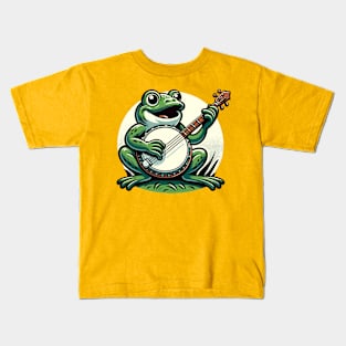 Frog playing the banjo Kids T-Shirt